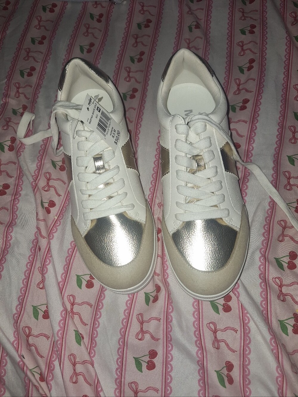 NWT MIA Women’s White Sneakers with Metallic Silver Accents